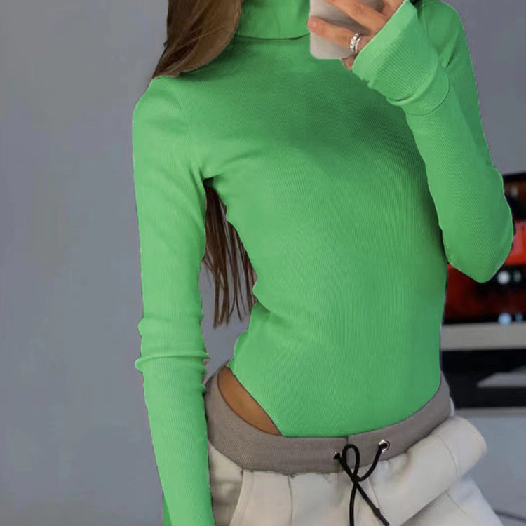 Damen Langärmliges Oberteil mit hohem Kragen und modernen Cut-Outs ModeGeist