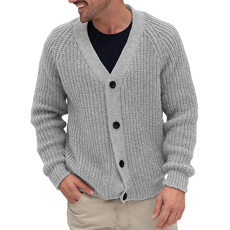 Herren Strickjacke mit grober Maschenstruktur und eleganten Knopfdetails ModeGeist