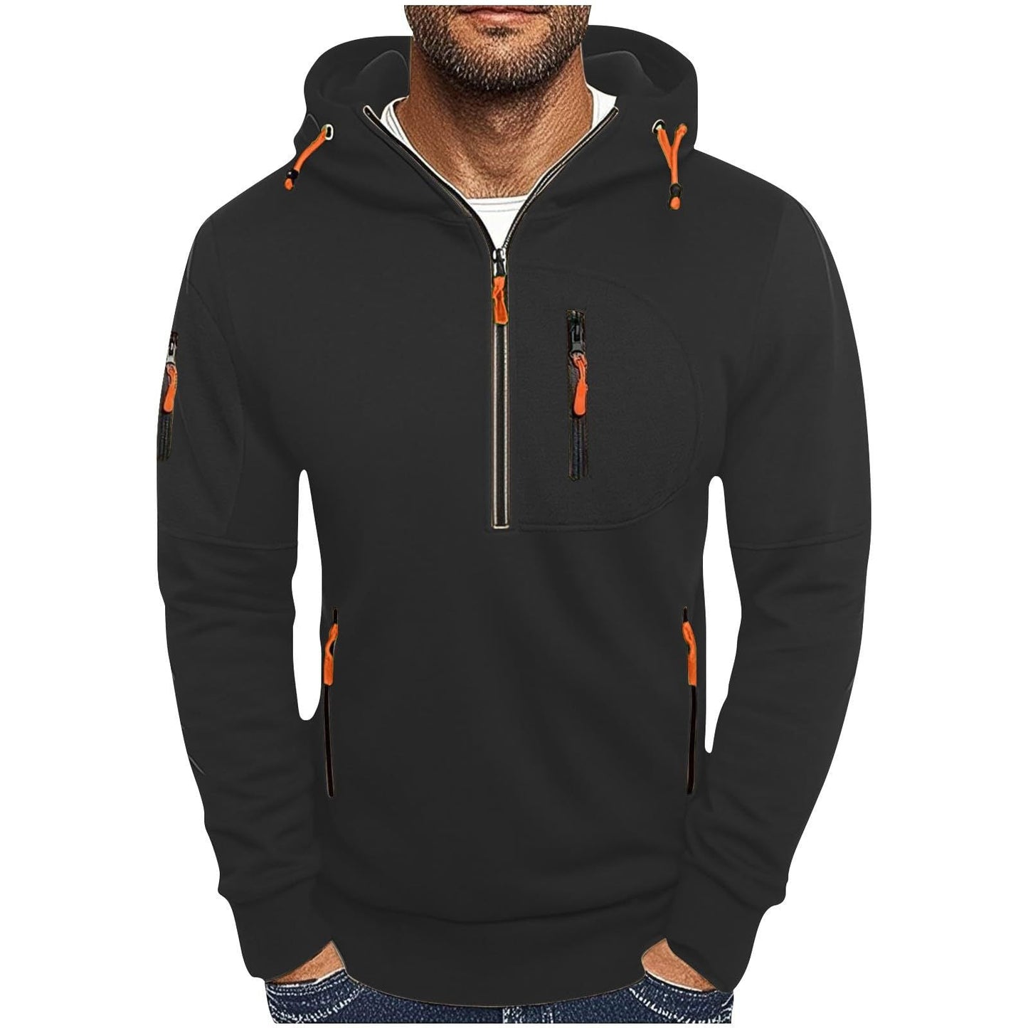 Herren funktionale Kapuzenjacke mit innovativem Halbreißverschluss ModeGeist