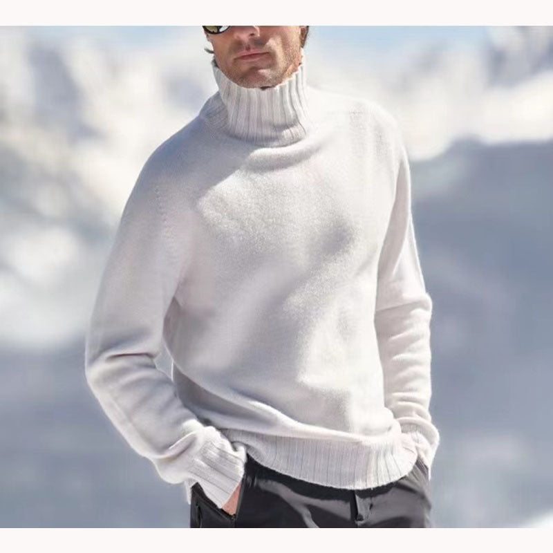 Herren Rollkragenpullover aus hochwertiger Wolle mit strukturierten Details ModeGeist