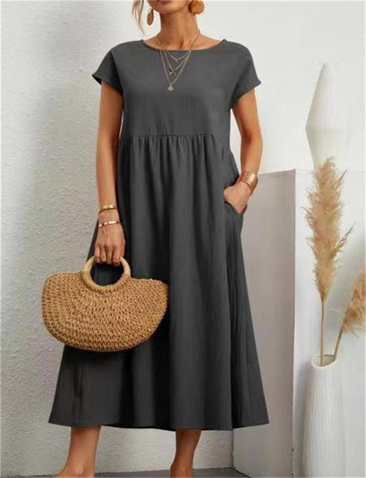 Elegantes, lässiges Damen-Midikleid mit Taschen von MODEGEIST