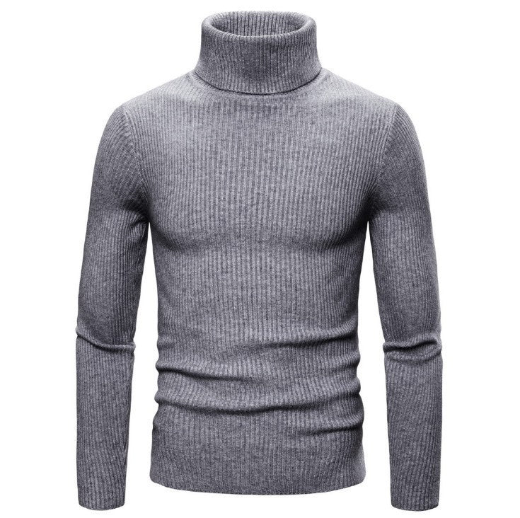 Herren Ripp-Strickpullover mit hohem Kragen und körpernahem Schnitt ModeGeist