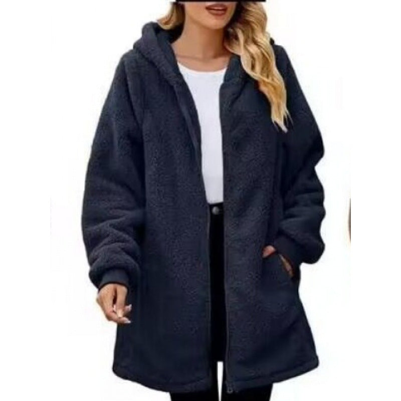 Damen Kuschelige Fleecejacke mit Kapuze ModeGeist