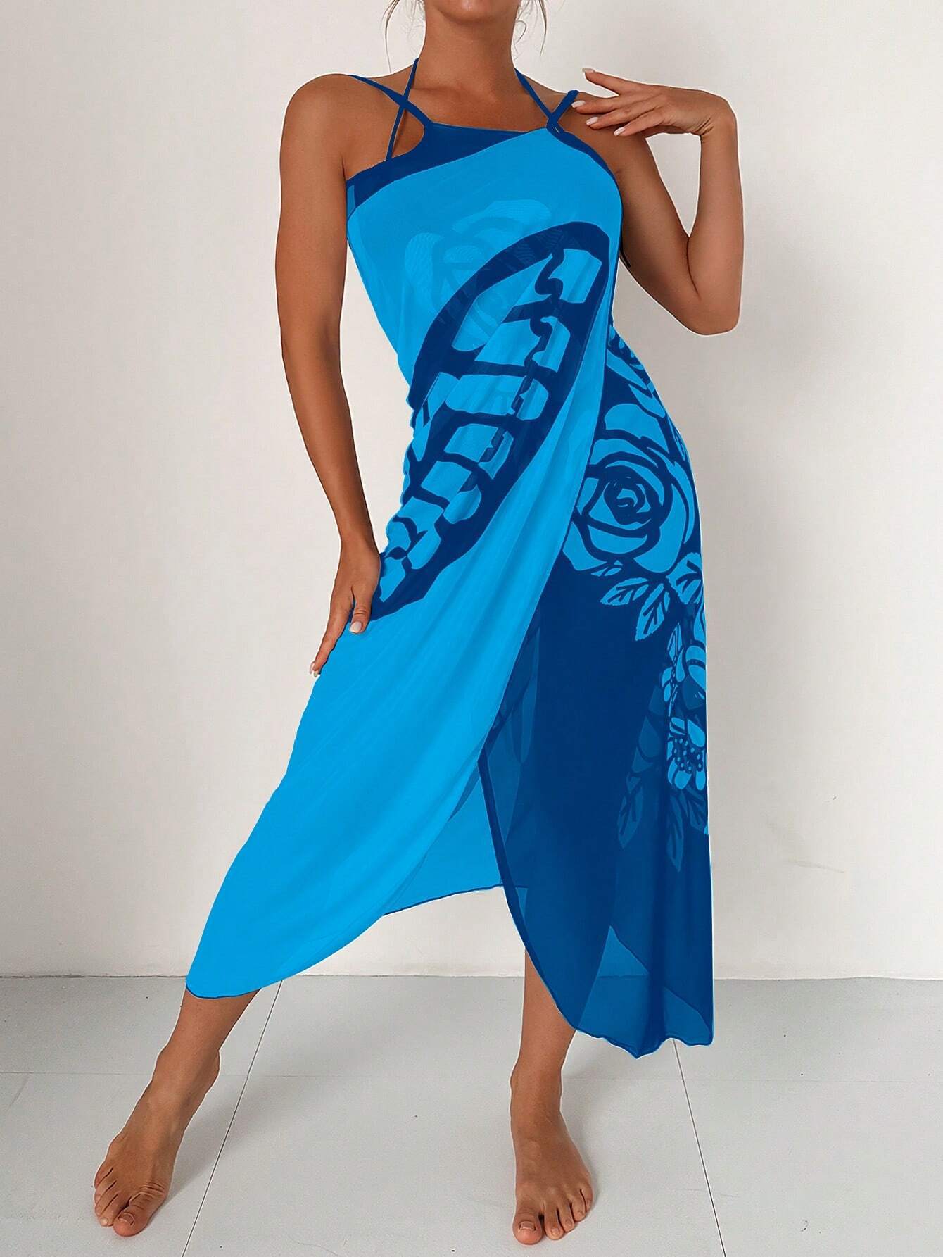 Modisches Damen-Schwimmbadkleid mit Blumenmuster