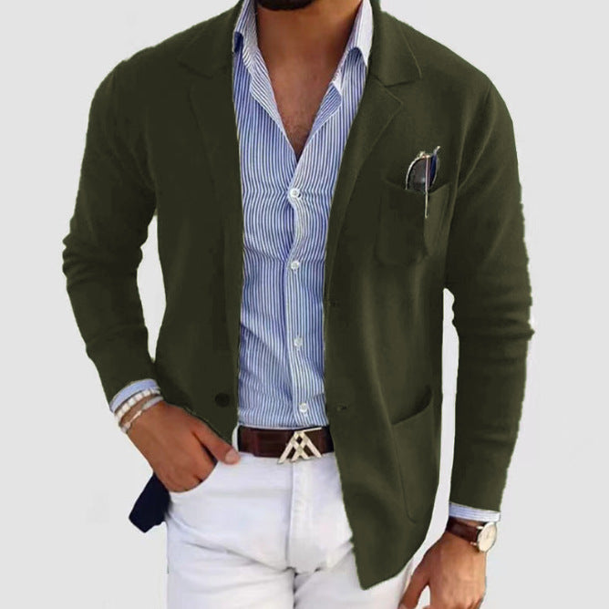 Herren eleganter feiner Strickblazer mit praktischen Taschen ModeGeist