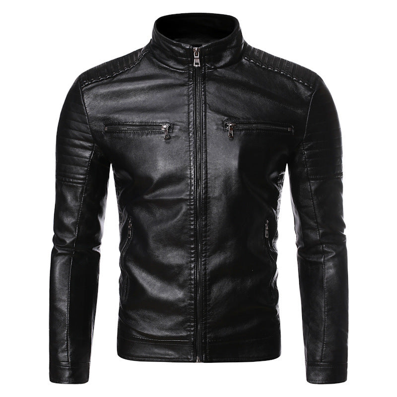 Herren Bikerjacke aus hochwertigem mit Reißverschlusstaschen ModeGeist