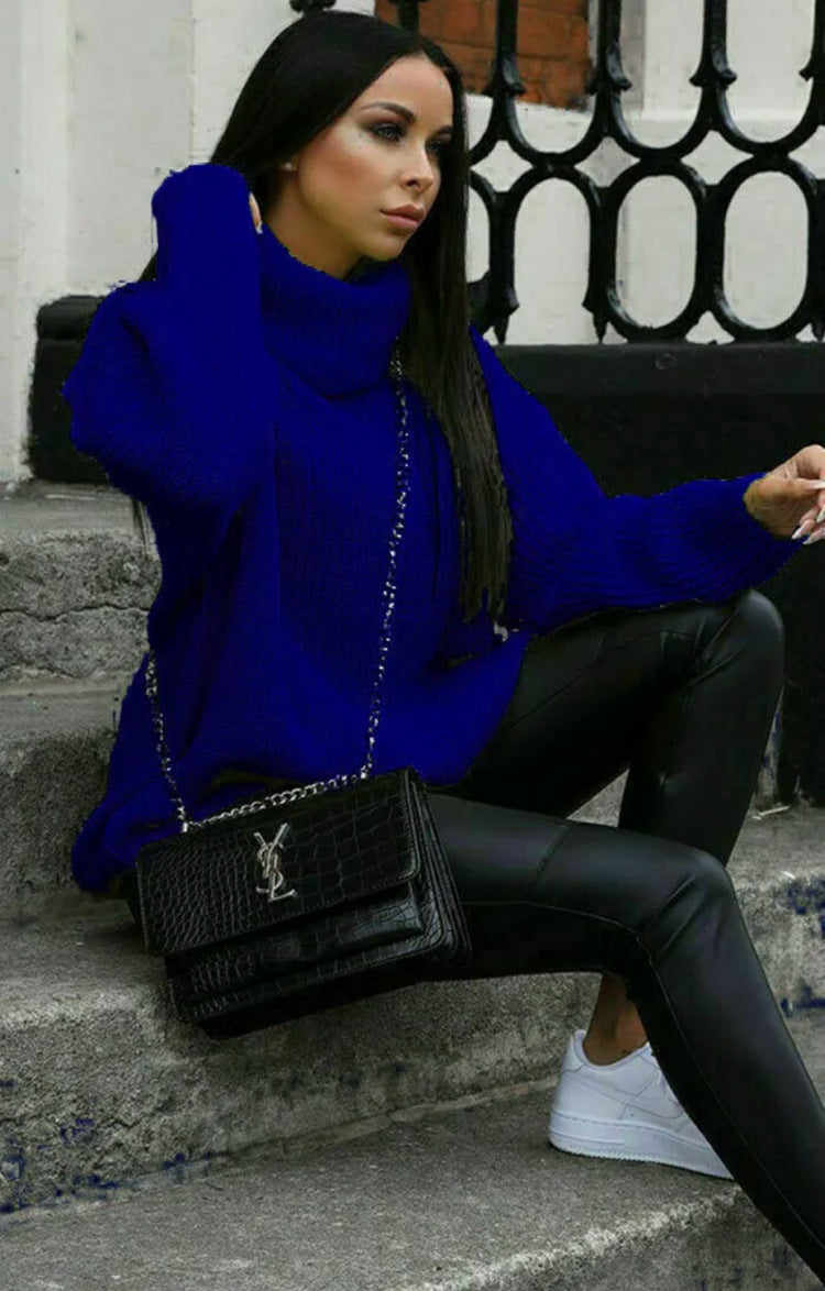 Damen Oversized-Strickpullover mit hohem Kragen und lässigem Schnitt ModeGeist