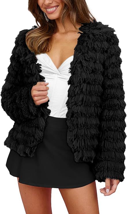 Damen leichte Strickjacke mit fransigem Design und lockerer Passform ModeGeist
