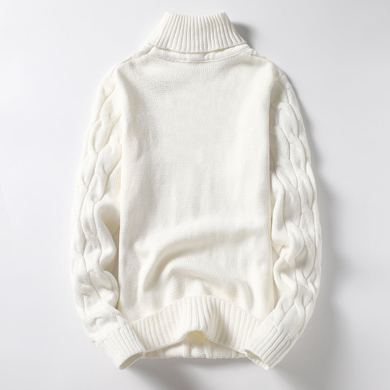 Herren Strickpullover mit Rollkragen und Zopfmuster ModeGeist