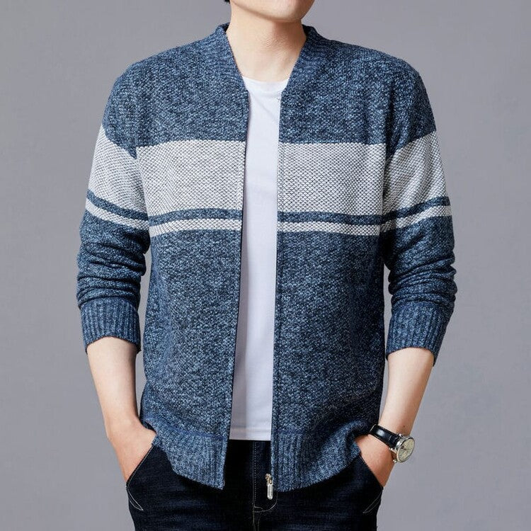 Herren Strickjacke mit modernem Zipper und strukturiertem Design ModeGeist