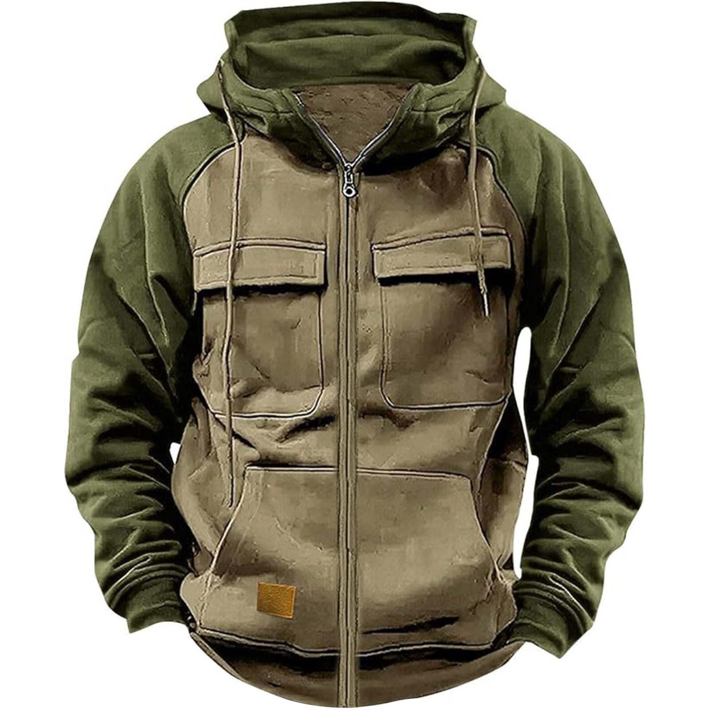 Herren Kapuzenjacke mit praktischen Vorder-Utility-Taschen und hohem Kragen ModeGeist