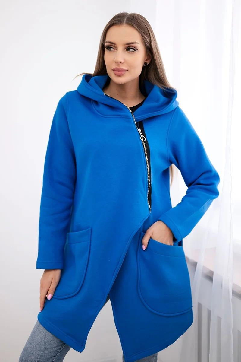 ModeGeist | Zip Kapuzenpullover mittellange Fleece Sweatjacke