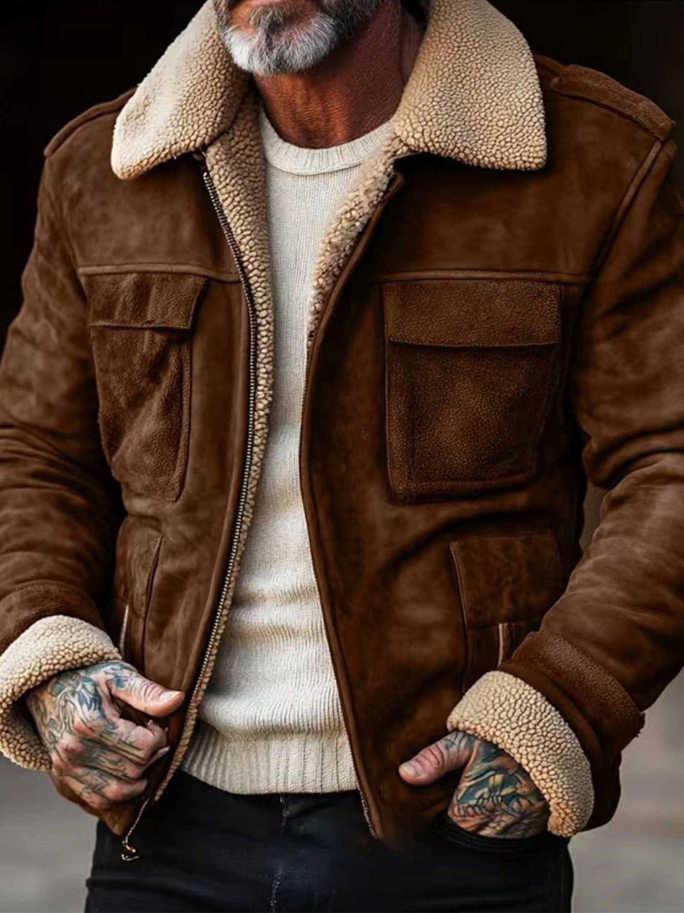 Herren stylischer jacke mit warmem Futter ModeGeist