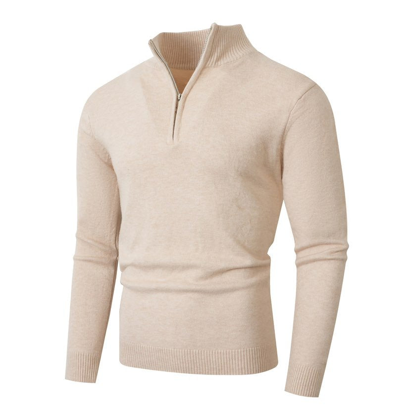 Herren Strickpullover mit modernem Stehkragen und hochwertigem Reißverschluss ModeGeist