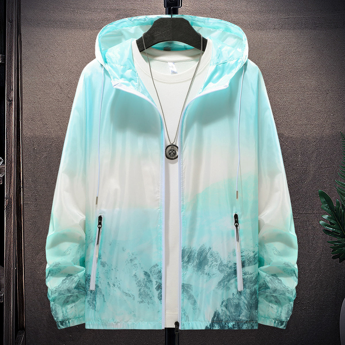 Herren Wind- und wasserfeste leichte Jacke mit einstellbarer Kapuze und reflektierenden Details ModeGeist