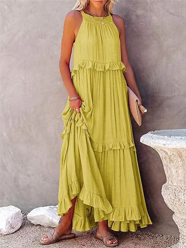Boho Maxikleid für Damen, sommerlich mit Rüschen von MODEGEIST