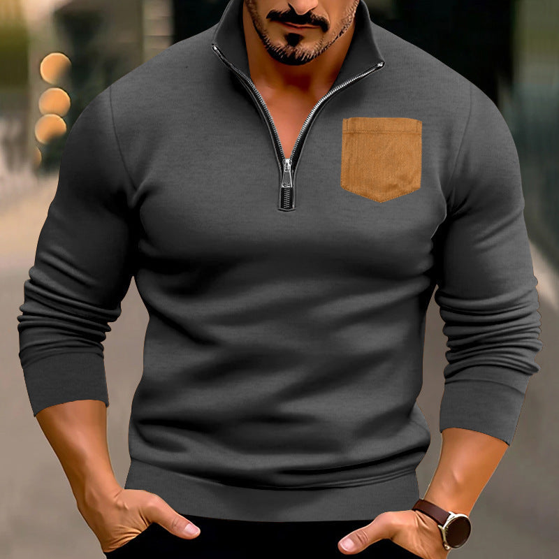 Herren sportlicher Pullover mit kontrastierenden Taschen ModeGeist