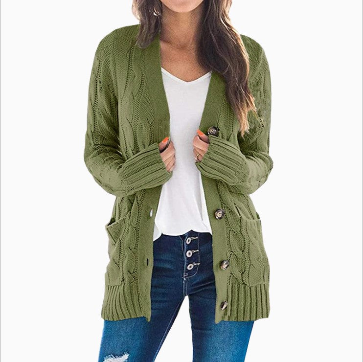 Damen Langarm-Strickjacke mit verspieltem Zopfmuster ModeGeist