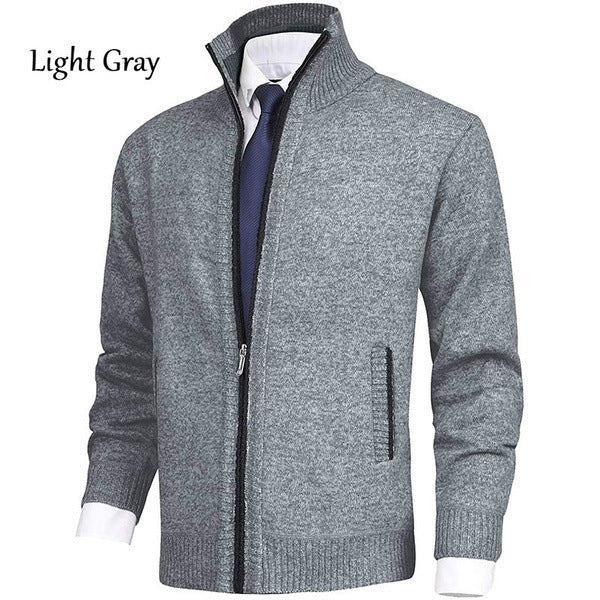 Herren modische Strickjacke mit hohem Kragen und eleganten Kontrastdetails ModeGeist