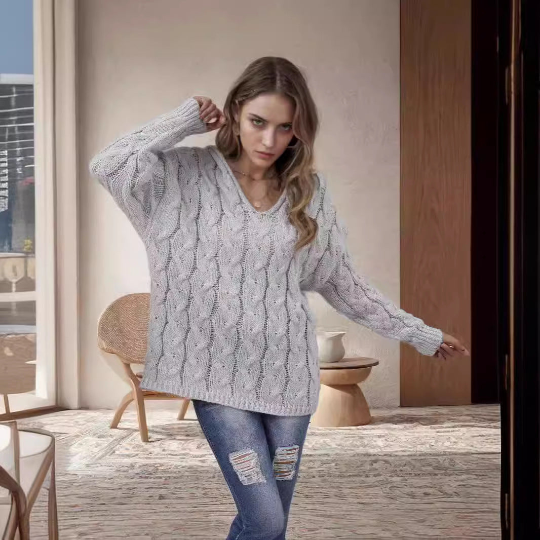 Damen Grobstrickpullover mit modernem Zopfdesign und weitem Schnitt ModeGeist