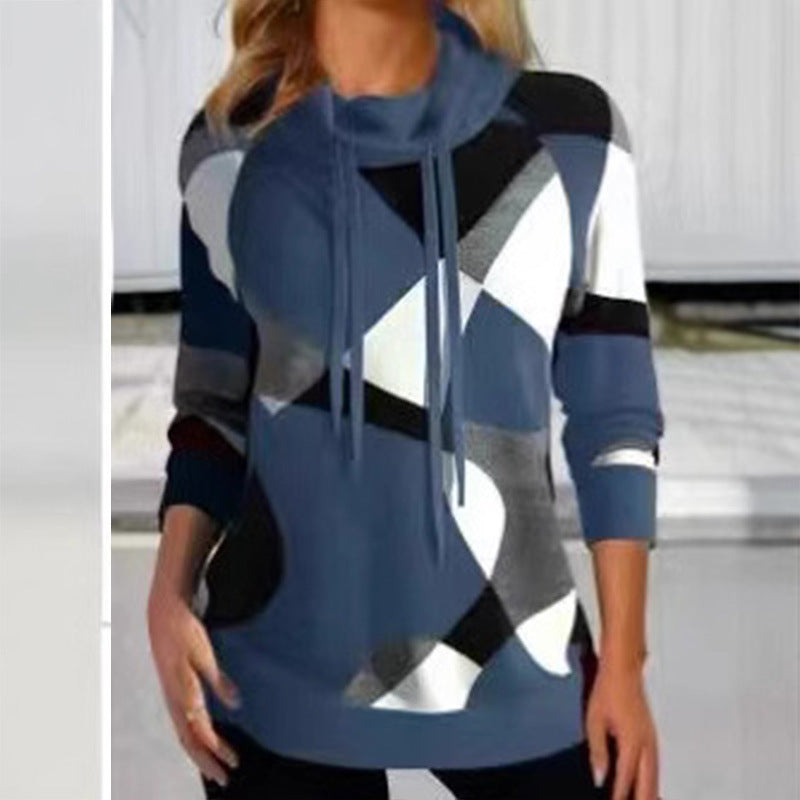 Damen Kapuzenpullover mit geometrischem Muster und hoher Passform ModeGeist