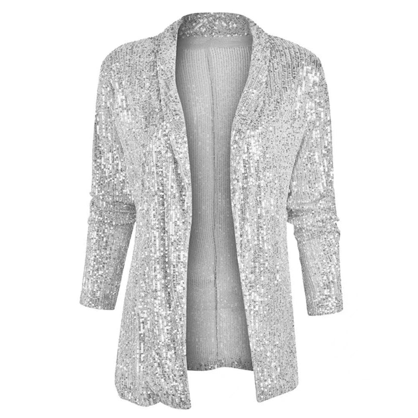ModeGeist | Damen Glänzender Party Blazer Mantel Pailletten