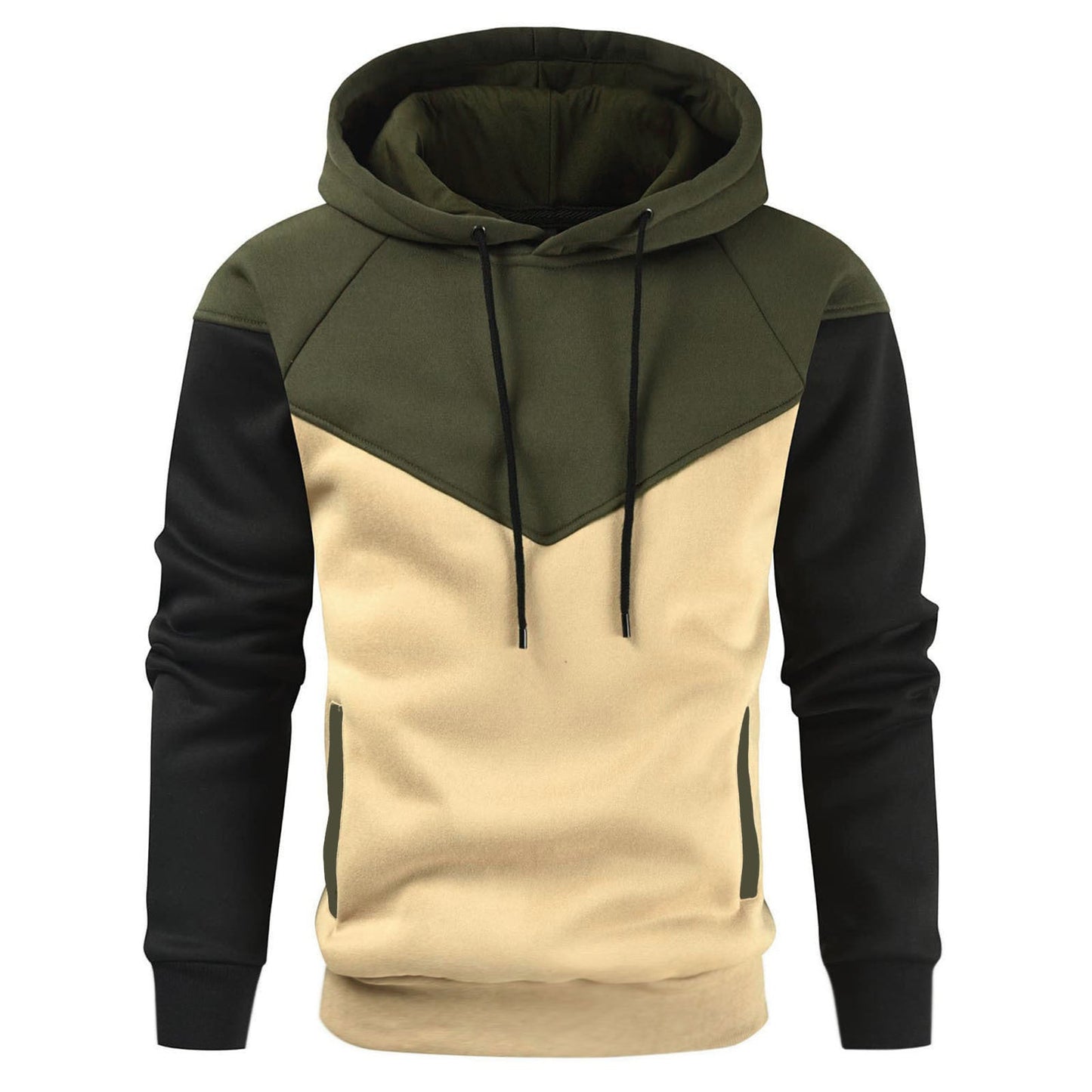 Herren modischer Hoodie mit innovativem Patchwork-Design ModeGeist
