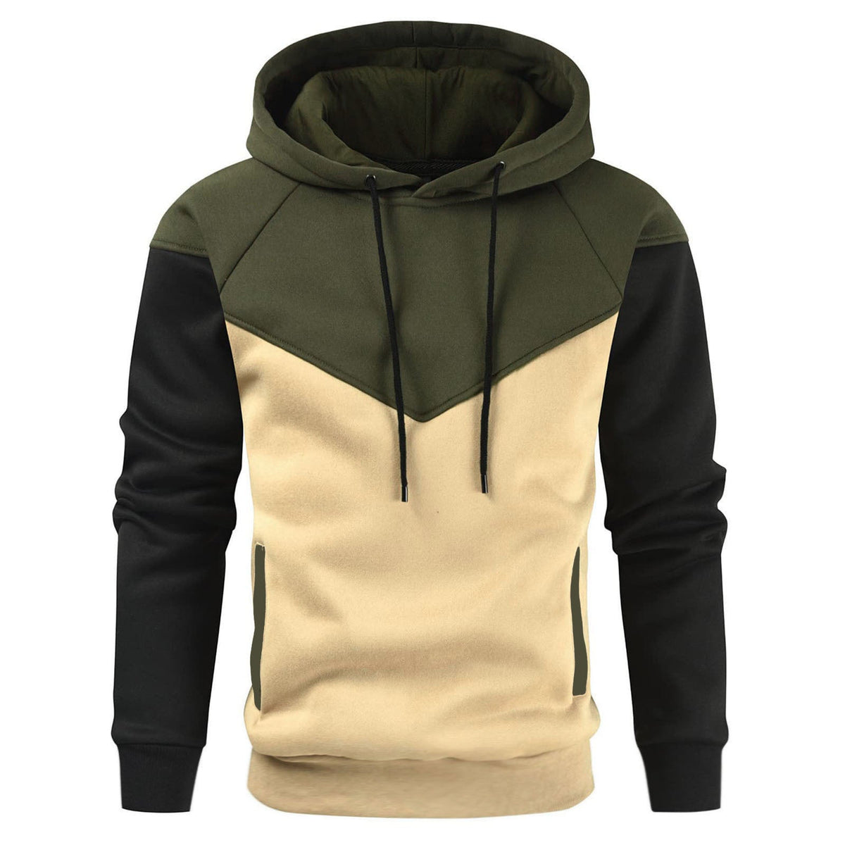 Herren modischer Hoodie mit innovativem Patchwork-Design ModeGeist