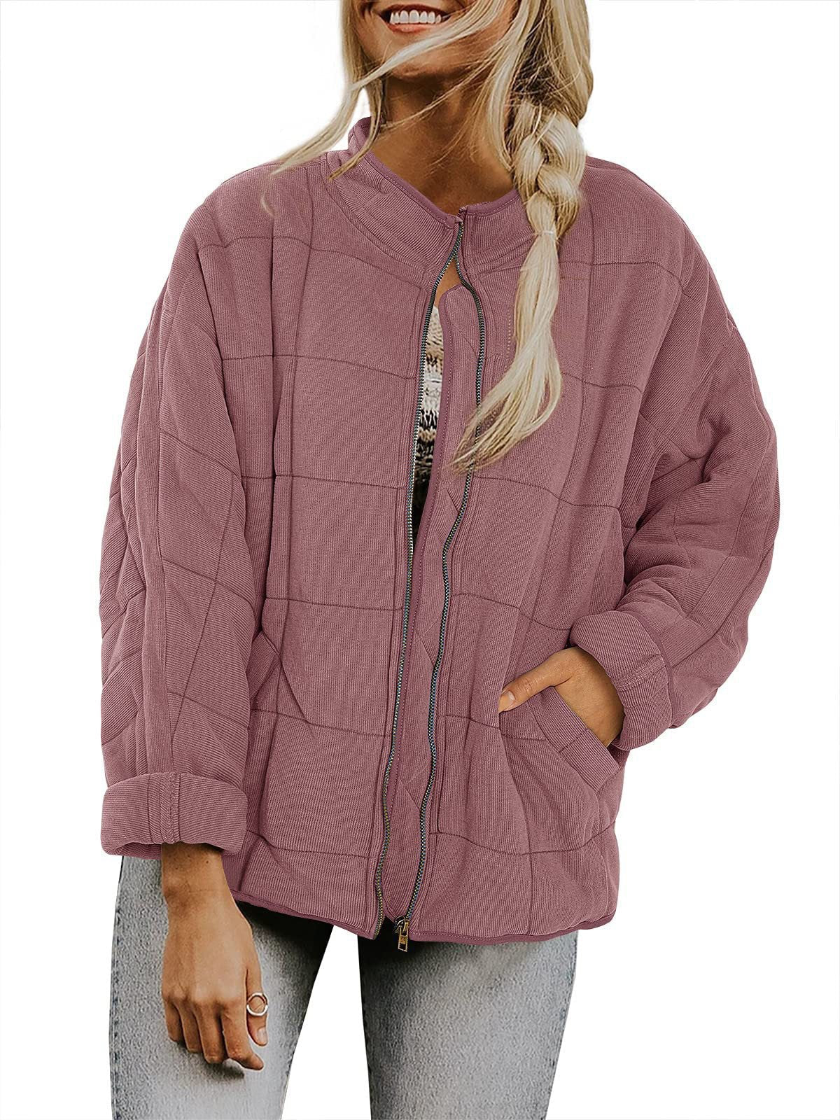 Damen gesteppte Kapuzenjacke mit Reißverschluss und Taschen ModeGeist