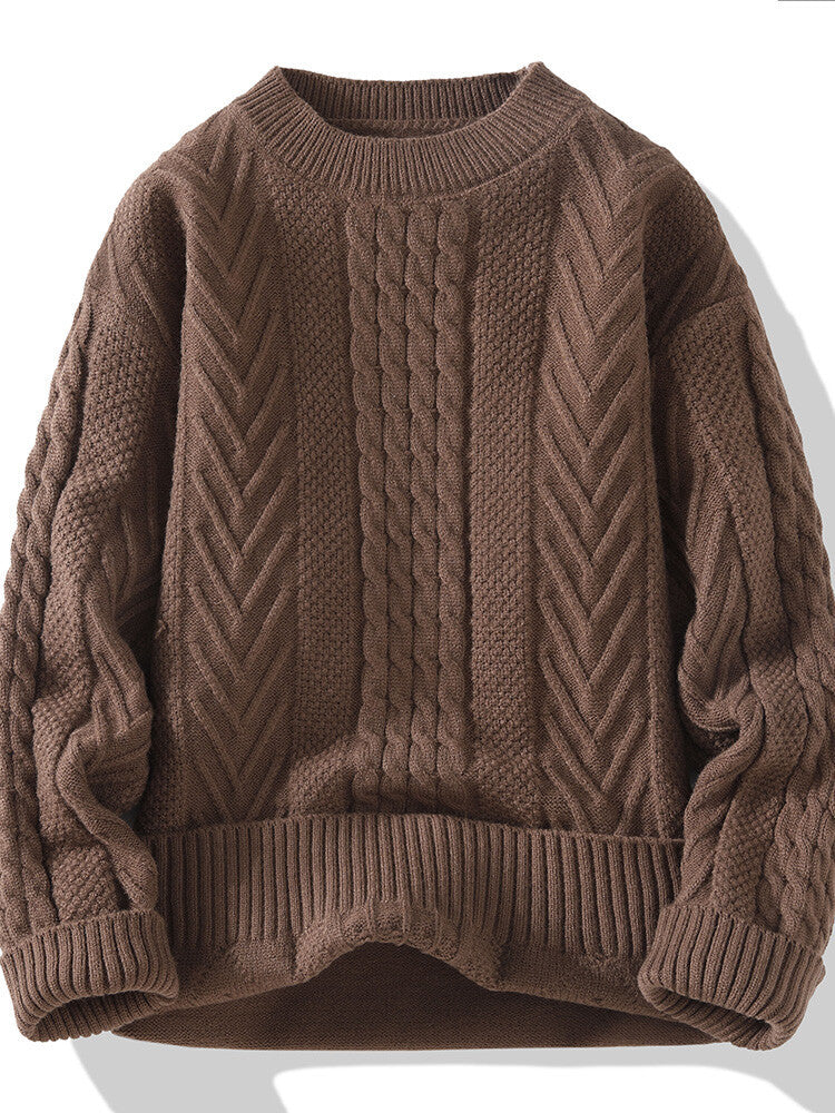 Herren Grobstrickpullover mit Zopfmuster und lässigem Schnitt ModeGeist