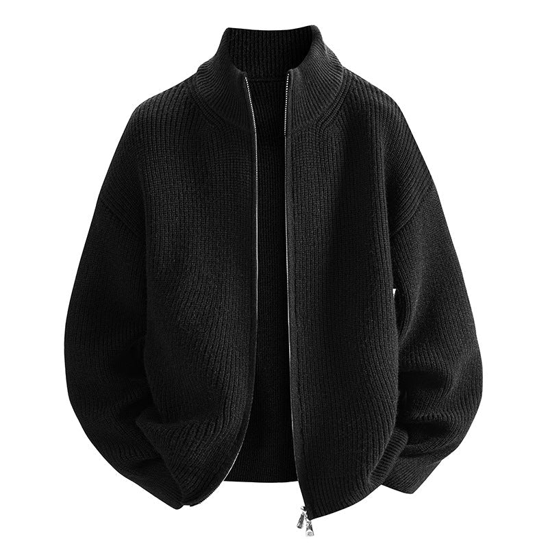 Damen modische Strickjacke mit hohem Kragen und Reißverschluss ModeGeist