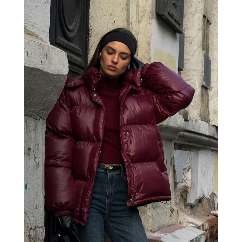 Damen Steppjacke mit glänzender Oberflächenstruktur ModeGeist