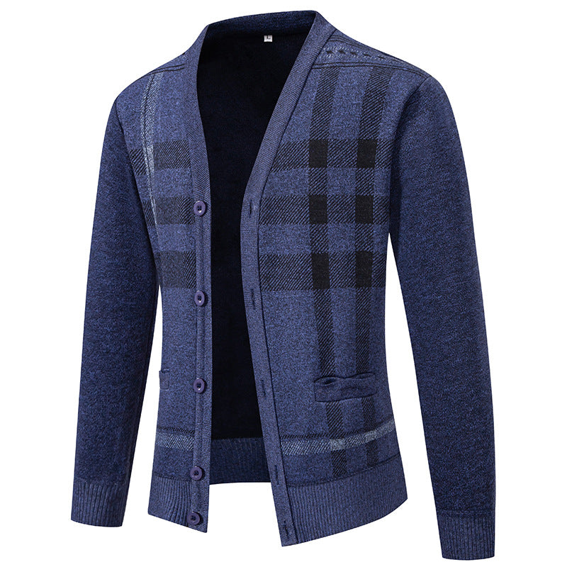 Herren Strickjacke mit modischem Karomuster und praktischen Knöpfen ModeGeist