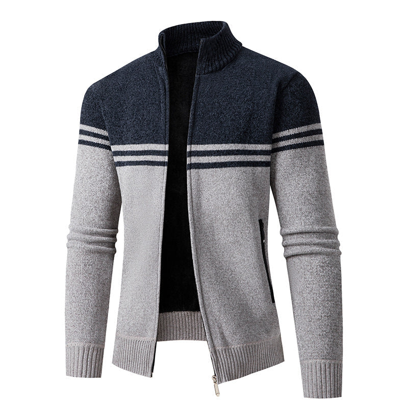 Herren Strickjacke mit modernem Zipper und sportlichem Streifenmuster ModeGeist