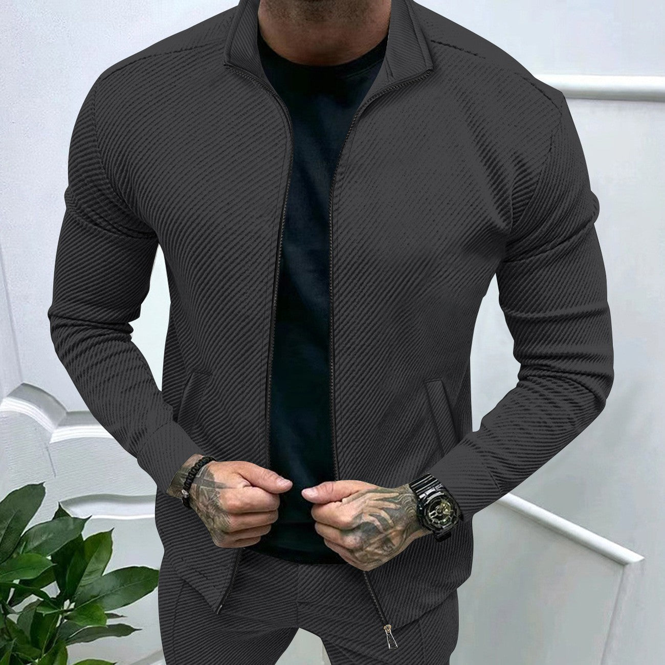 Herren sportliche Jacke mit strukturiertem Design ModeGeist