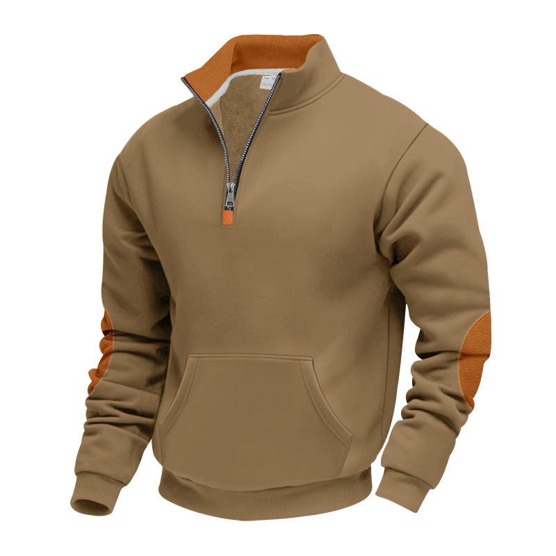 Herren Hochwertiger Stehkragenpullover aus atmungsaktivem Material mit Reißverschluss und Kontrastakzenten ModeGeist