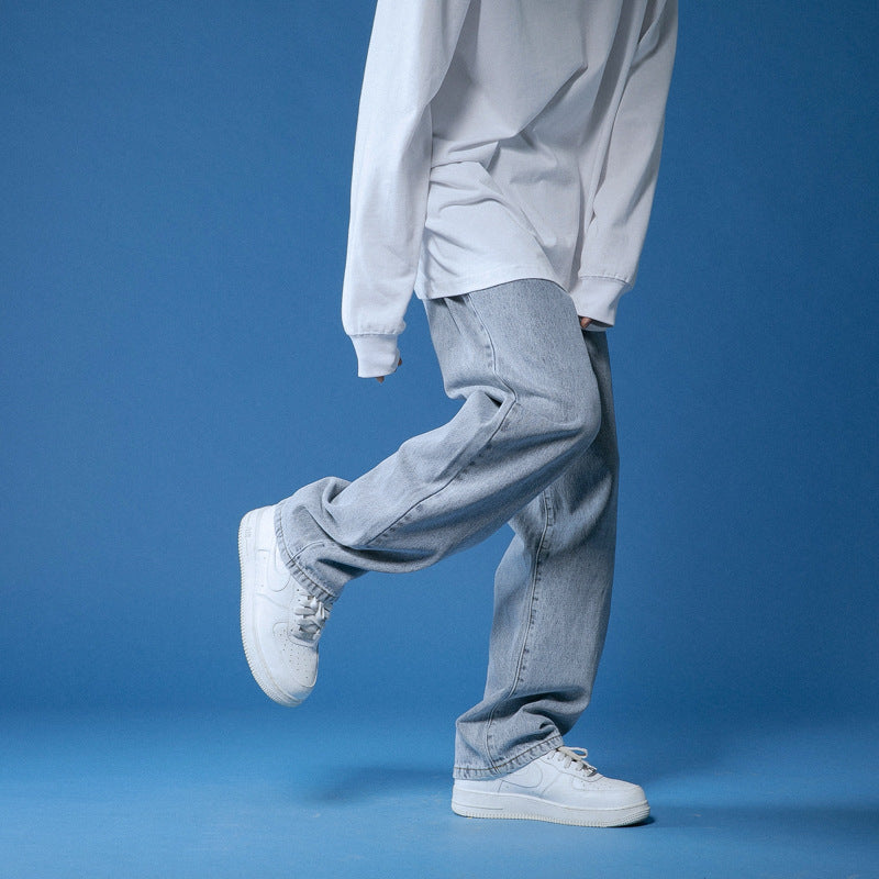 Herren lockere Denim-Jeans im Vintage-Stil mit hoher Taille ModeGeist