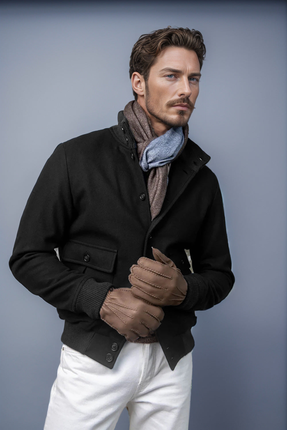 Herren lässige Übergangsjacke mit praktischen Taschen und hohem Kragen ModeGeist