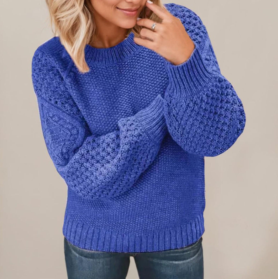 Damen Kuscheliger Strickpullover mit strukturiertem Ärmeldesign ModeGeist