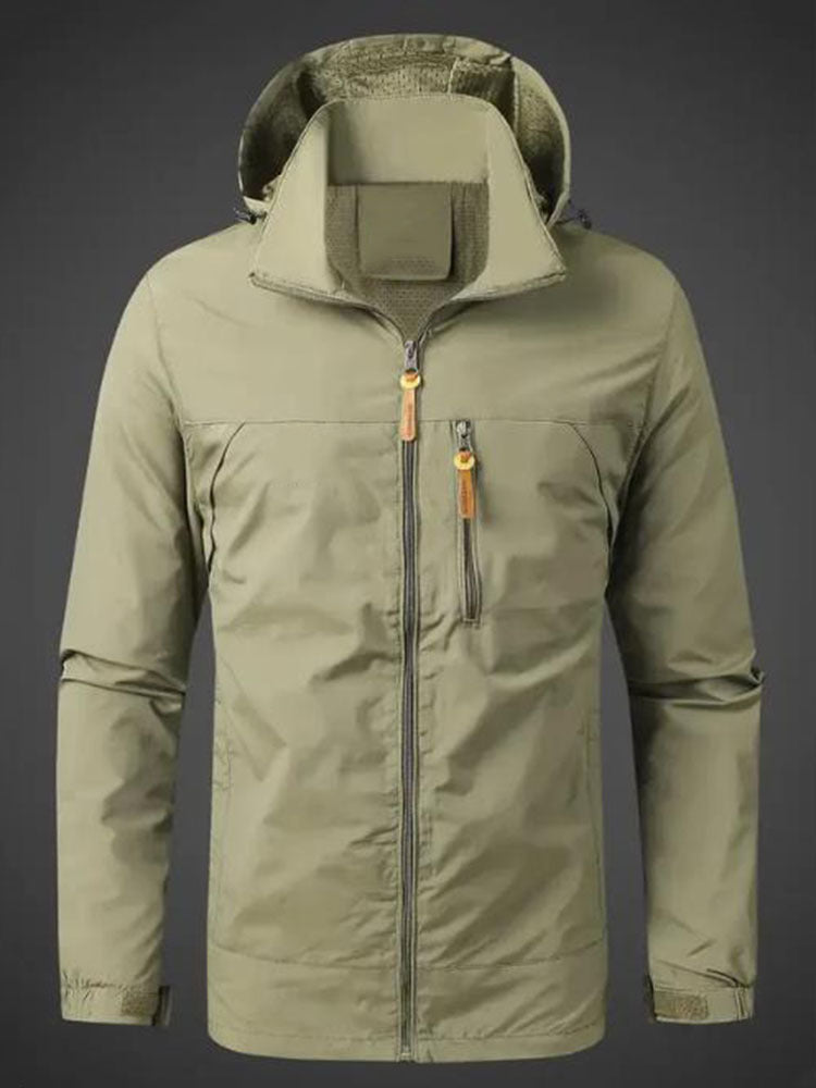 Herren Wetterfeste Funktionsjacke mit verstellbarer Kapuze ModeGeist