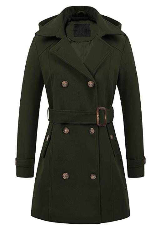 Damen eleganter Peacoat mit doppelter Knopfleiste und Taillengürtel ModeGeist