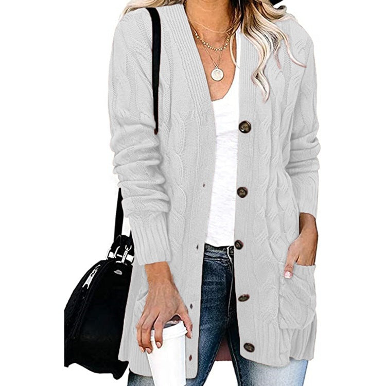 Damen Strickjacke mit Zopfdesign und praktischen Taschen ModeGeist