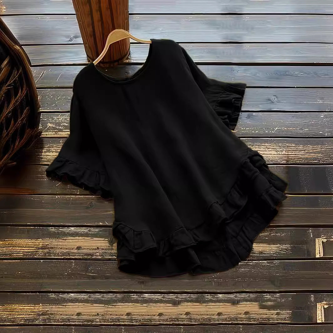 Damen lässiges Oberteil mit Rüschendetails und weit geschnittenem Design ModeGeist