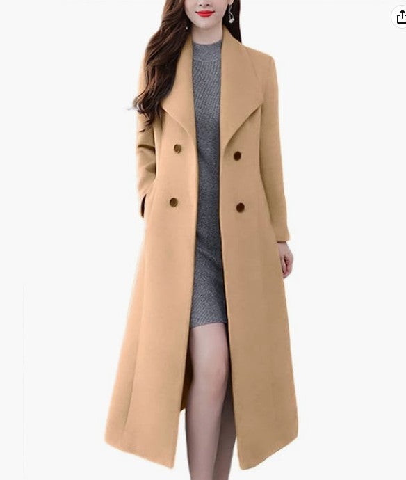 Damen Lange Wollmantel ModeGeist