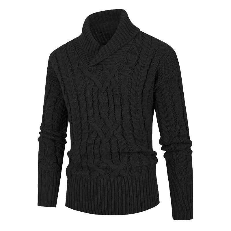 Herren Grobstrickpullover mit Schalkragen und raffinierten Zopfmuster ModeGeist