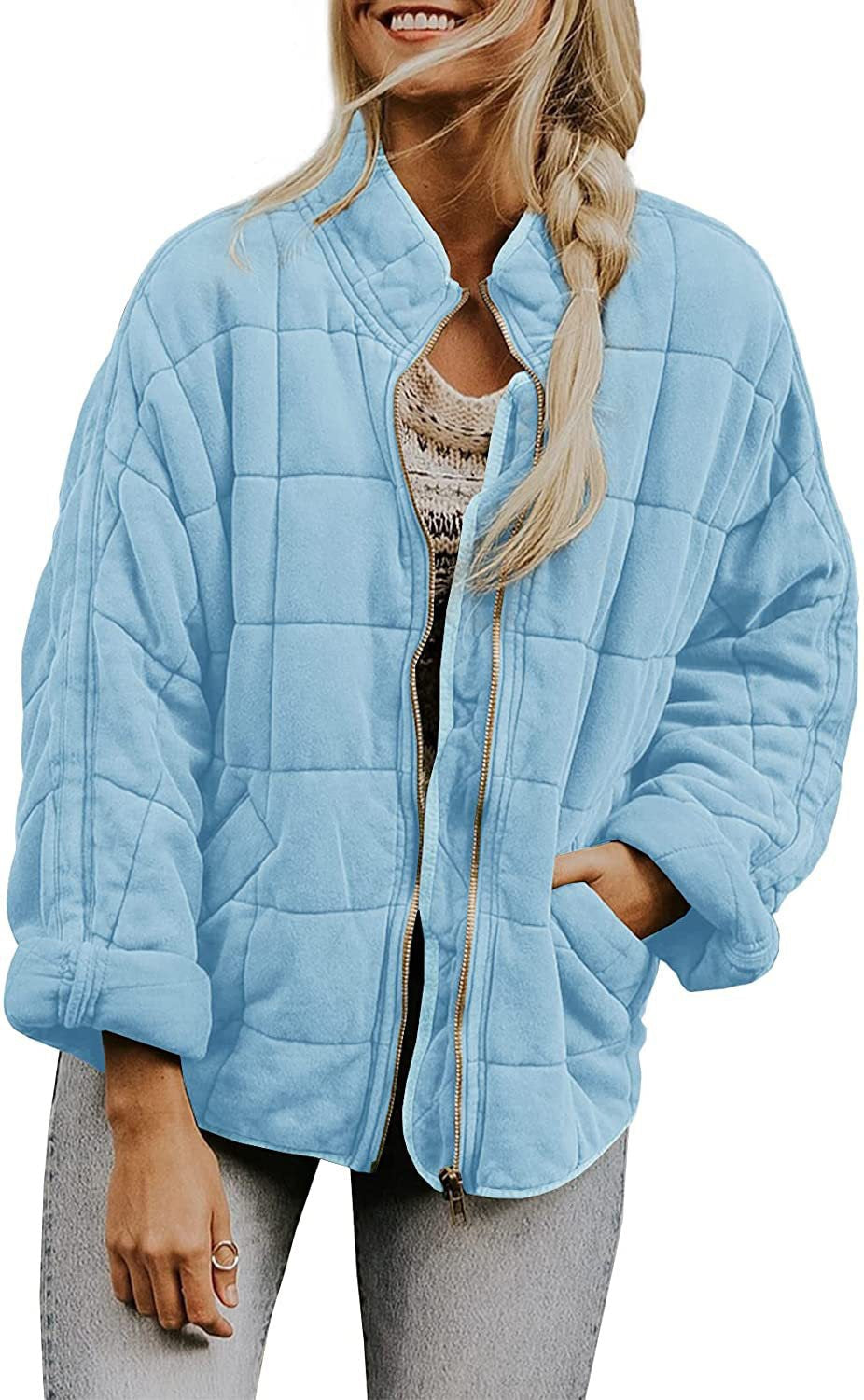 Damen gesteppte Kapuzenjacke mit Reißverschluss und Taschen ModeGeist