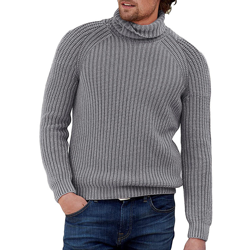 Herren Grobstrick Pullover mit hohem Kragen ModeGeist