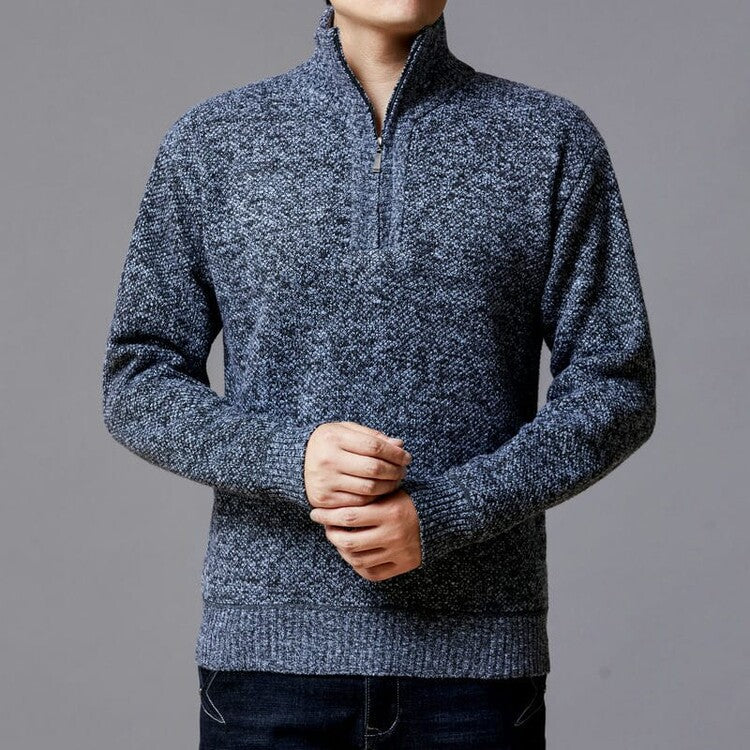 Herren Strickpullover mit modernem Stehkragen und strukturierter Oberfläche ModeGeist