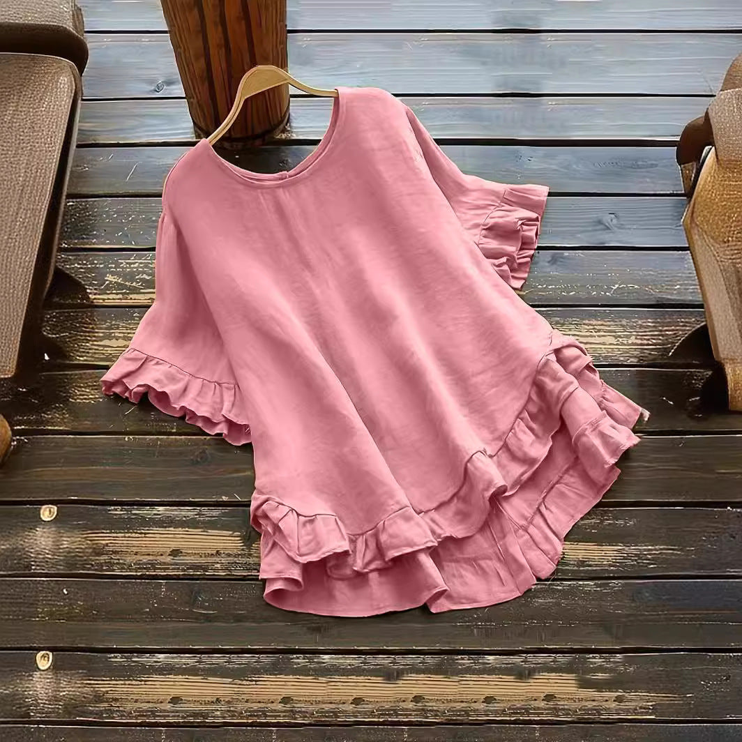 Damen lässiges Oberteil mit Rüschendetails und weit geschnittenem Design ModeGeist