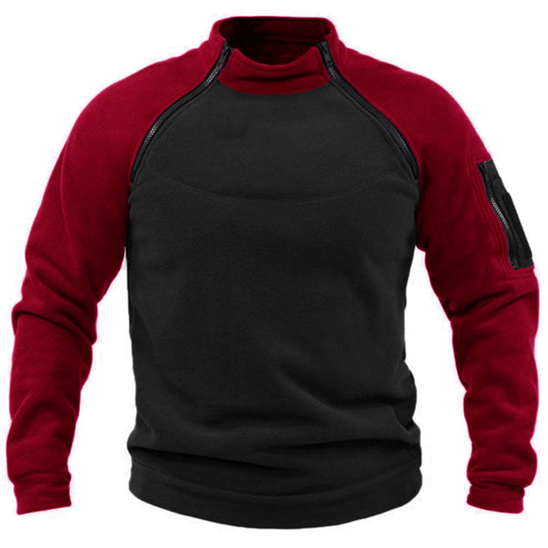 Herren Fleece-Pullover mit hohem Kragen und funktionalen Taschen ModeGeist